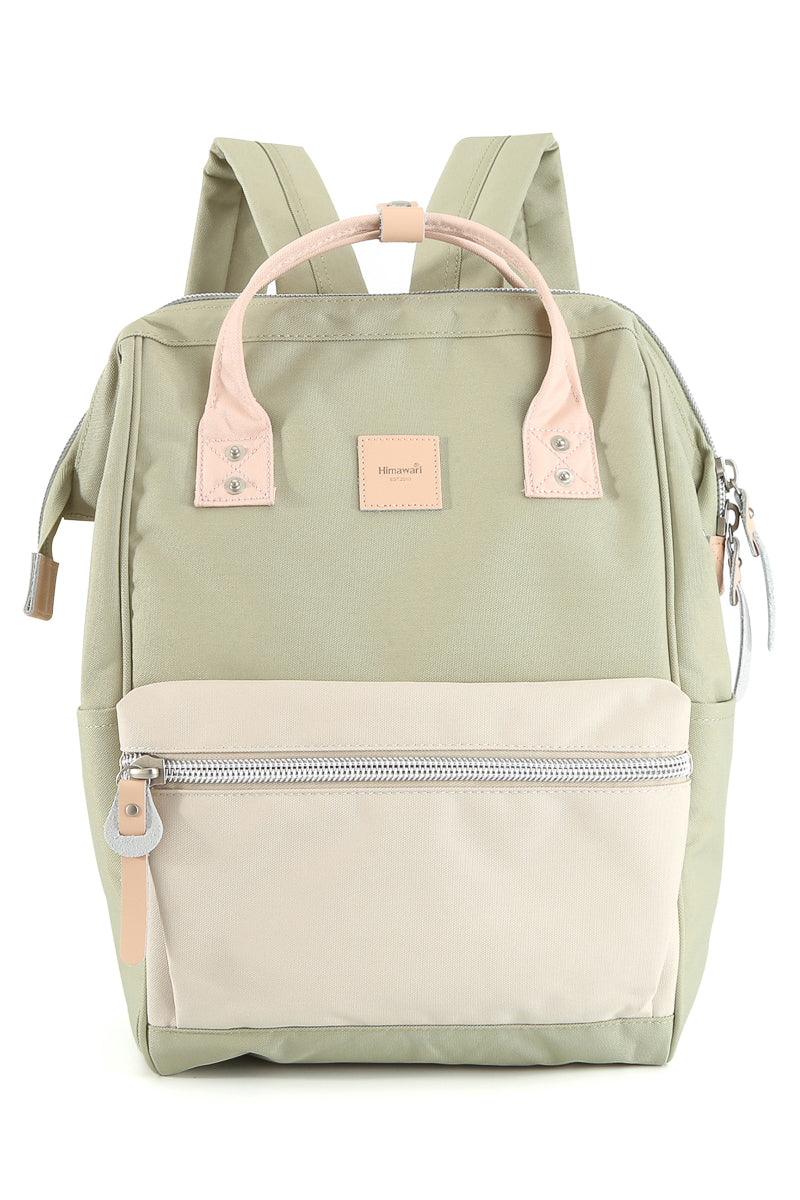 WATER RESISTANT LAPTOP BACKPACK-1881 - CREAM/LIGHT GREEN