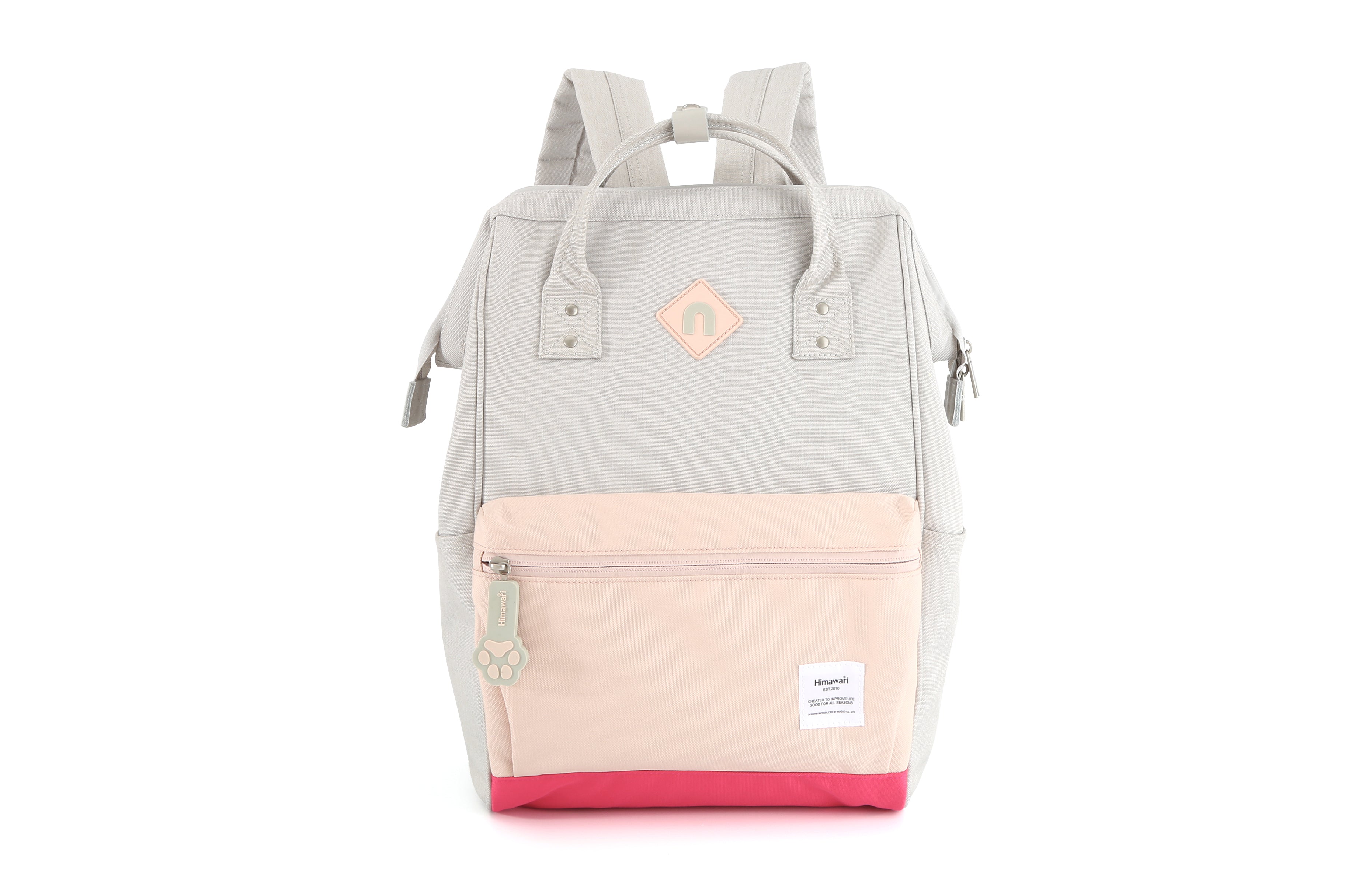 EVA Waterproof Backpack with USB Port 9004 LIGHT GREY / PINK #01