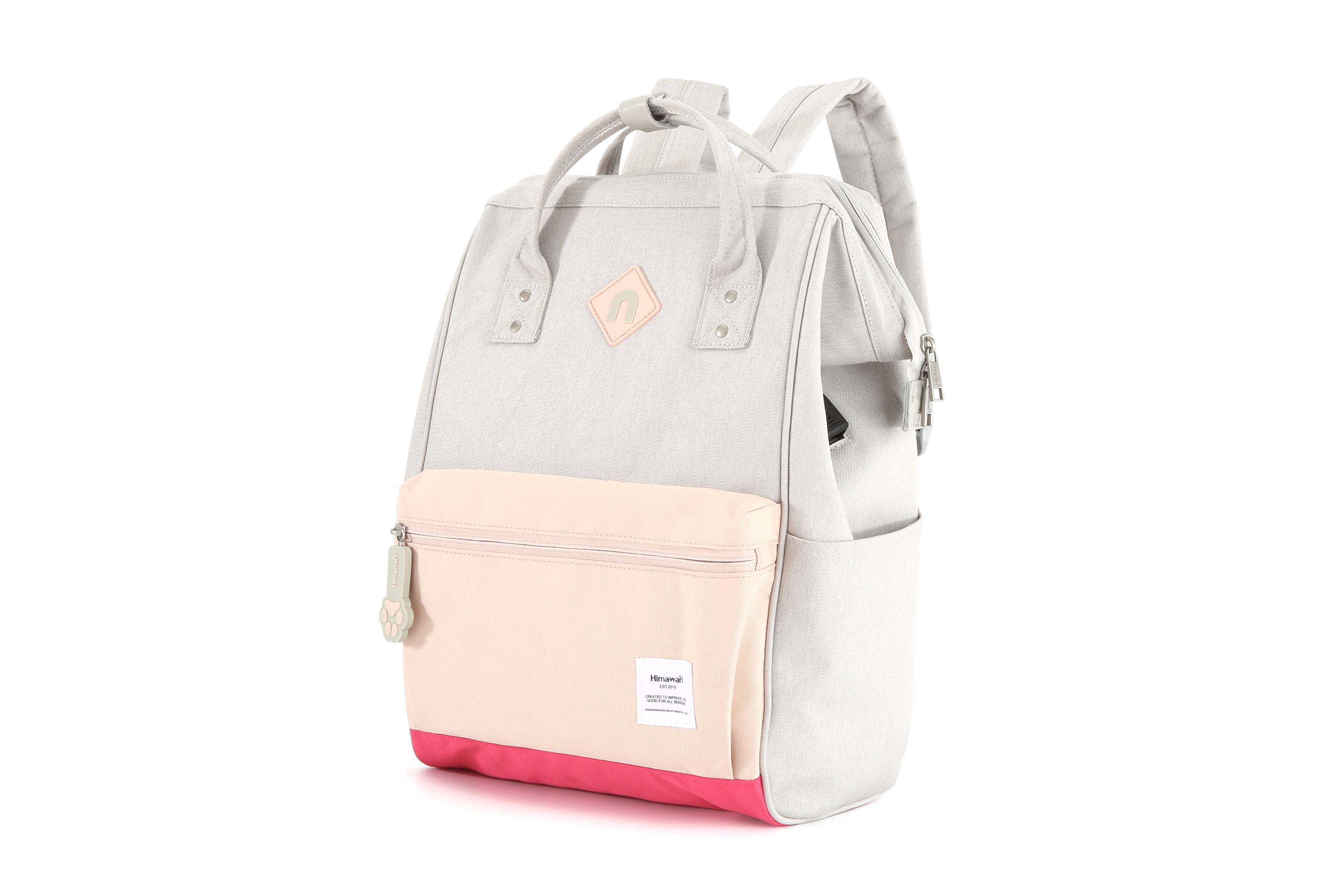 EVA Waterproof Backpack with USB Port 9004 LIGHT GREY / PINK #01