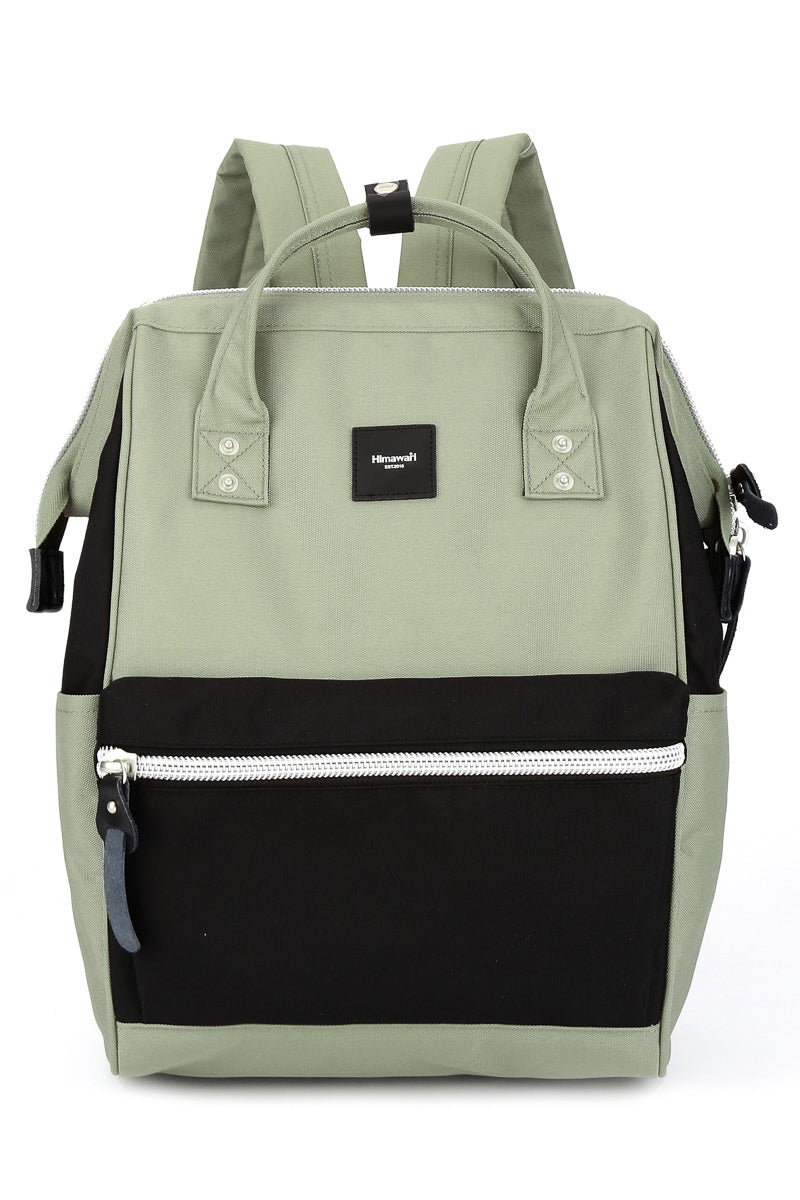 WATER RESISTANT LAPTOP BACKPACK-CREAM/GREEN