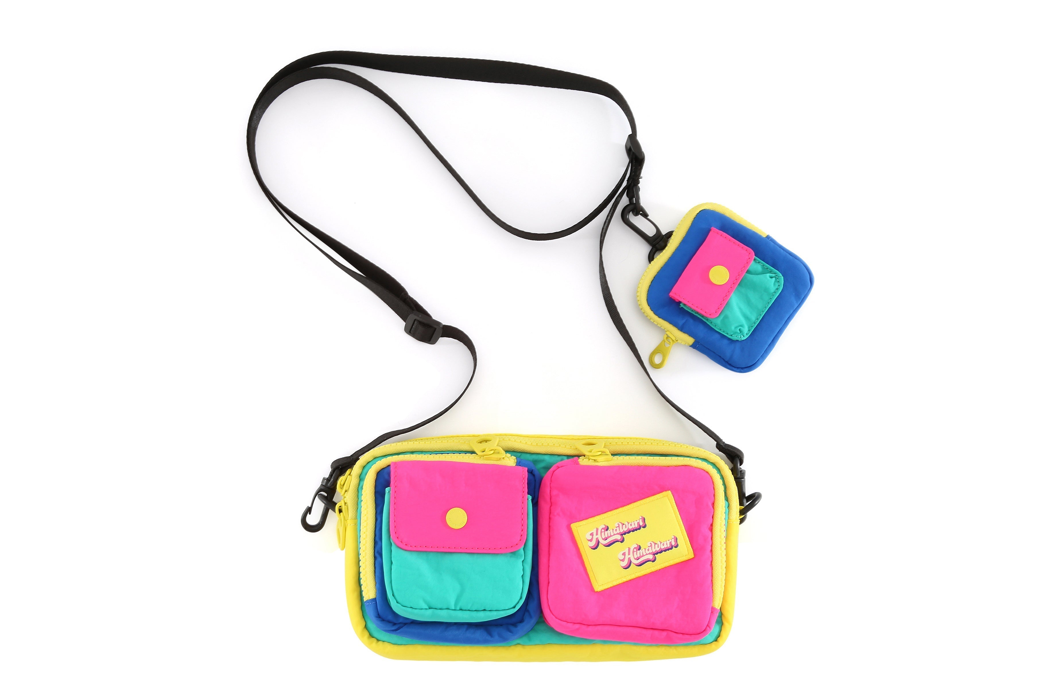 NYLON POCKET MULTI POUCH CROSSBODY BAG 8011 - YELLOW