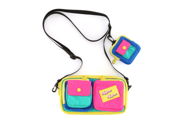 NYLON POCKET MULTI POUCH CROSSBODY BAG 8011 - PINK
